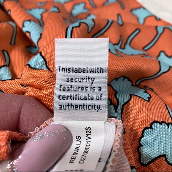 Diane Von Furstenberg Orange Boho Print Sheath Dress size 4 like NEW - Picture 9 of 9